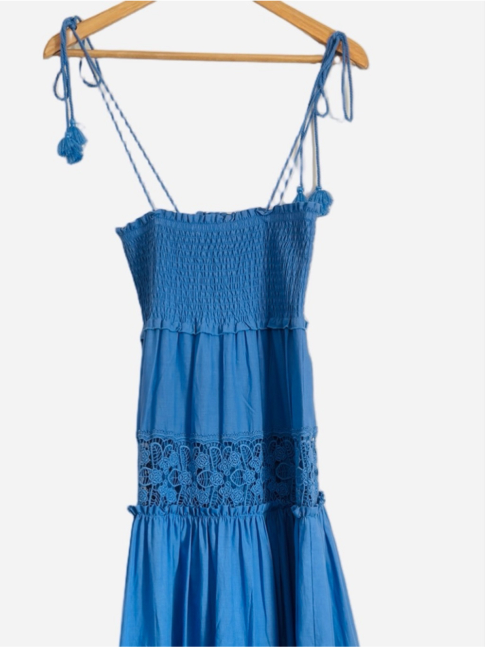 Twinset Milano Long Flounced Dress with Macrame Lace Womens Size Small Boho - Picture 5 of 14